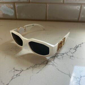 White Sunglasses with Gold Accents
